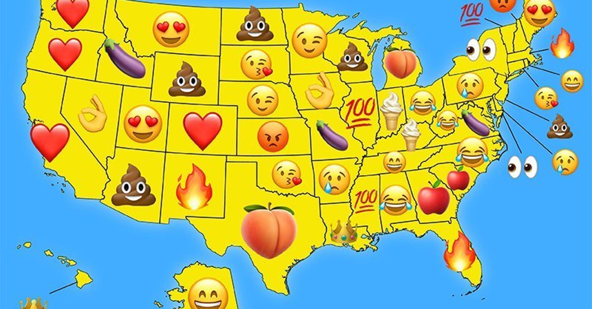 This Map Shows Which Emoji People Are Most Into In Each State HuffPost