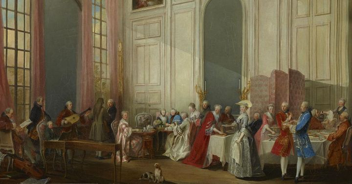 “Afternoon Tea at the Temple.” Painting by Michel-Barthélémy Olivier (oil on canvas).