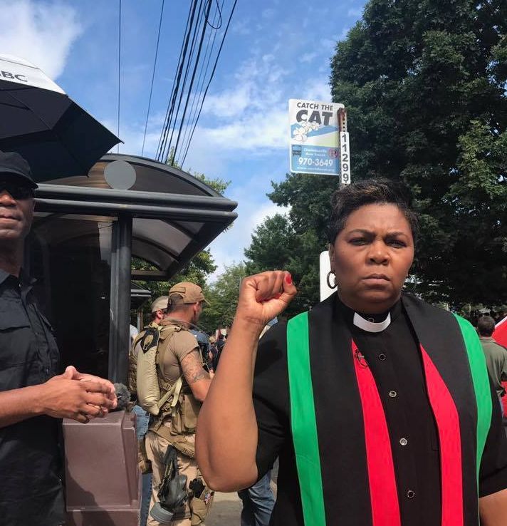 The Rev. Traci Blackmon marching for peace in Charlottesville