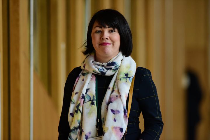 Monica Lennon MSP on her way to First Minister's Questions in the Scottish Parliament