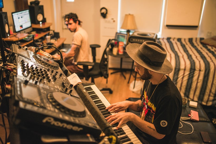 Jackson and Rayne recording at their new home in East Village.