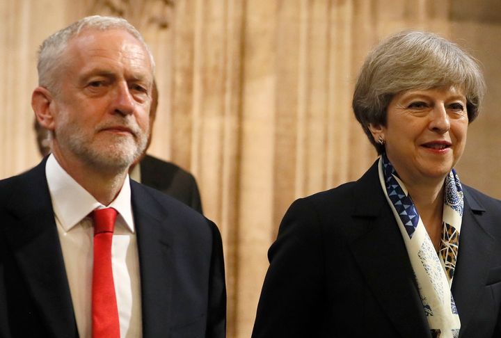Prime Minister Theresa May and leader of the opposition Jeremy Corbyn in Parliament