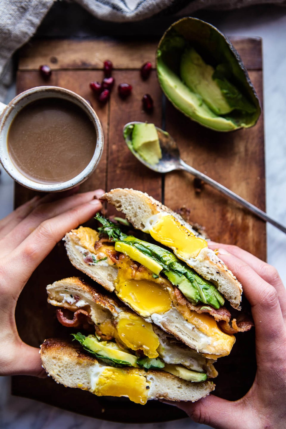 Egg In A Hole Avocado, Bacon, Egg and Cheese Bagel