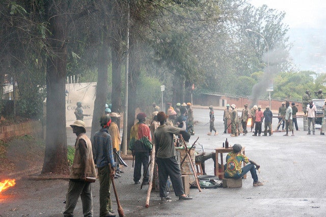 Interahamwe roadblock, Kigali, Rwanda, 1994.