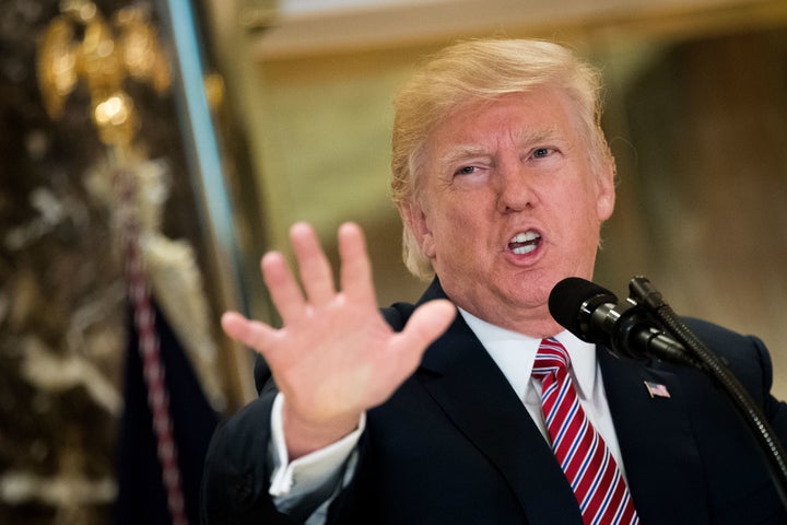 President Donald Trump speaks following a meeting on infrastructure at Trump Tower. 