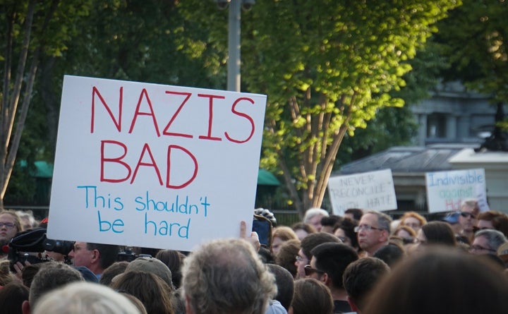 A candlelight vigil at the White House , after the racist violence in Charlottesville, Virginia.