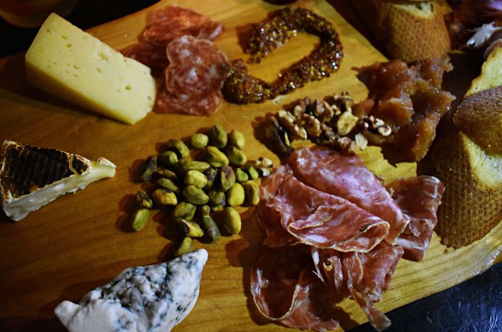 The robust cheese and charcuterie plate — showcasing domestic cured meats and northern California cheeses.