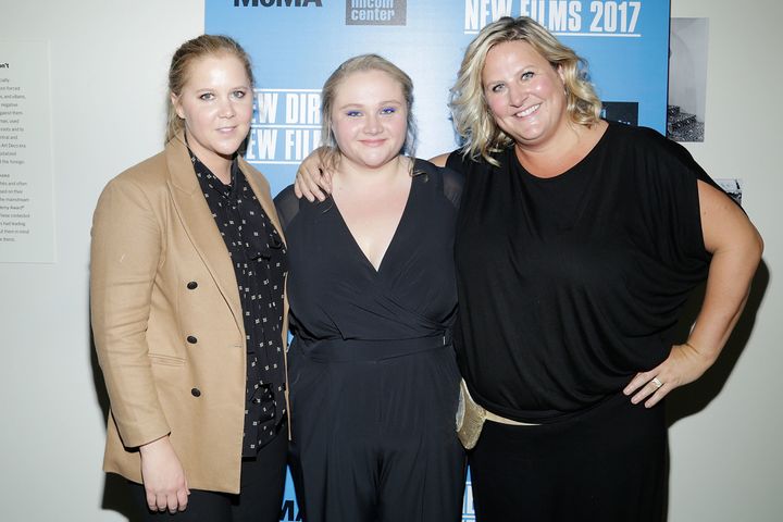 Everett (right) poses with Amy Schumer and "Patti Cake$" star Danielle Macdonald in March. "She’s really inspiring for me," Everett said of her longtime pal Schumer. 