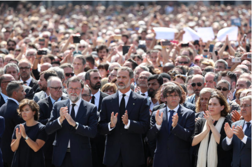 King Felipe of Spain and Prime Minister Mariano Rajoy observe a minute of silence following the Barcelona attack 