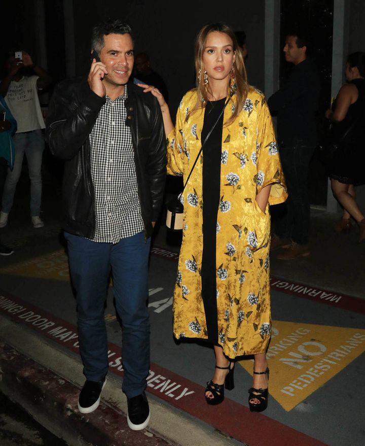 Jessica Alba and her husband, Cash Warren, in Los Angeles on Aug. 16. 