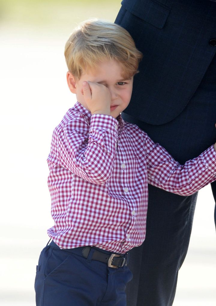 Prince George of Cambridge departing from the Hamburg airport in Germany on July 21. 