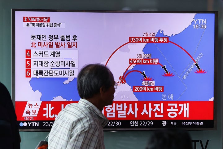 A South Korean television broadcast reports on a North Korean missile launch on July 4.