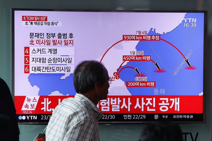 A South Korean television broadcast reports on a North Korean missile launch on July 4. 