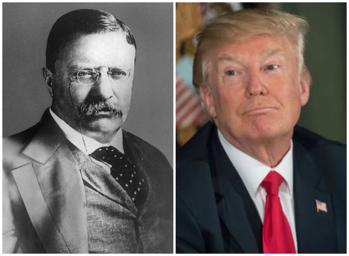 Two peas in a pod: President Theodore Roosevelt, left, and President Donald Trump, right.
