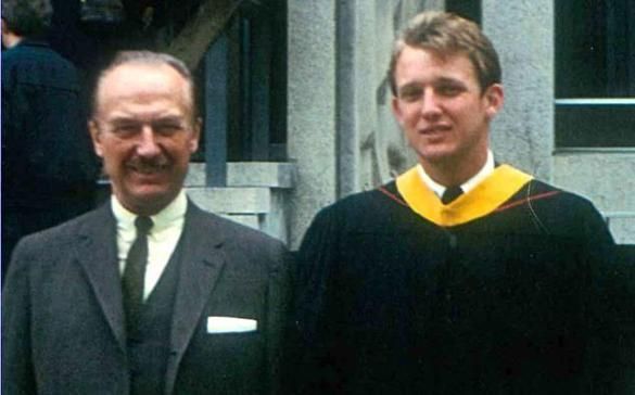 Donald Trump with his father Fred at his University of Pennsylvania graduation in 1968 