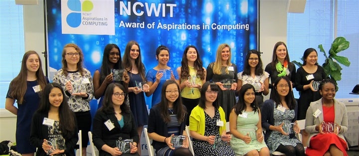 The Aspirations in Computing Award recipients in Virginia beaming with pride.