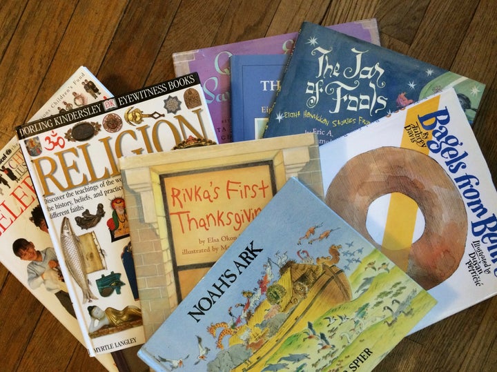 Books read by the author’s interfaith kids. 