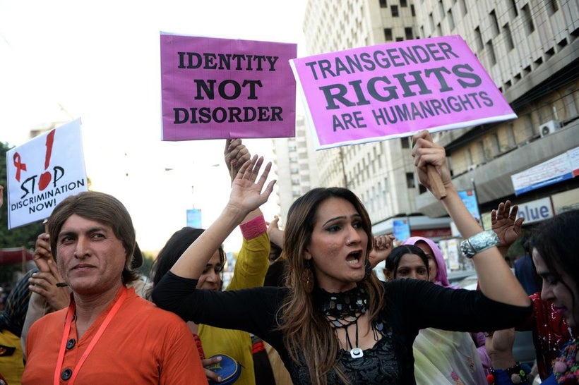 Pakistani transgender march at a rally for World's Aid Day in 2013.