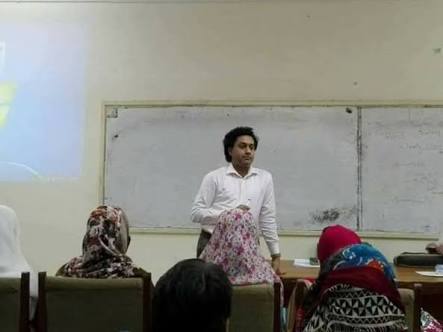 Aisha Mughal first transgender lecturer teaching at a local university.