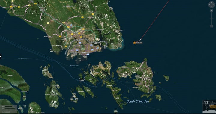 A map shows the location where the Alnic MC merchant vessel came to a halt after a collision with the guided-missile destroye