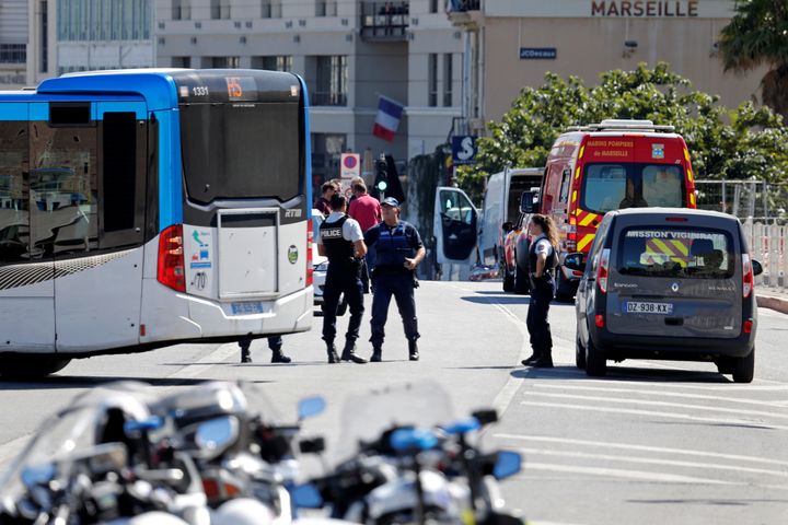 French police secure the area in the French port city of Marseille.