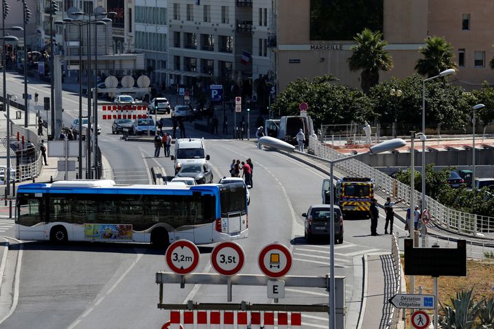 One person was killed and another injured after a car crashed into two bus shelters in Marseille.