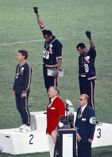 <a rel="nofollow" href="https://en.wikipedia.org/wiki/Peter_Norman" target="_blank">Peter Norman</a> has become a symbol for
