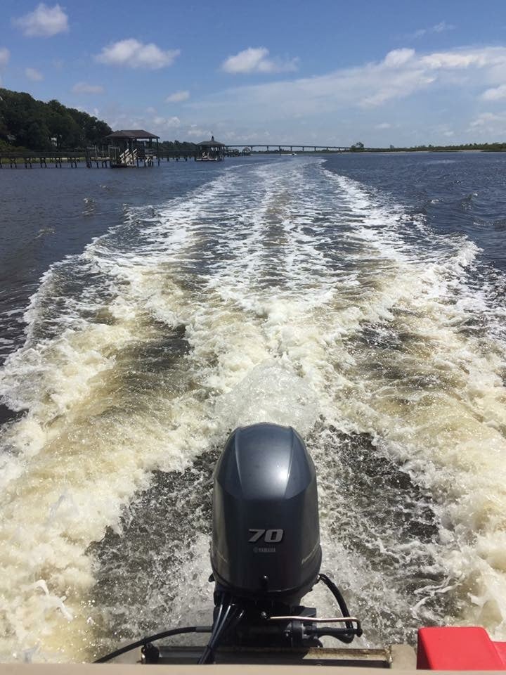 The view off the back of the boat.