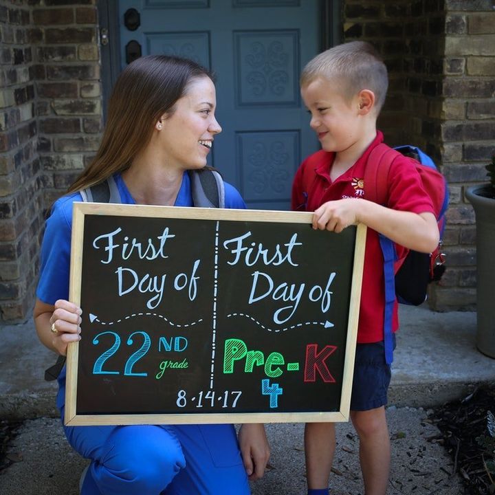 Katie and Scott Tucker said they hope this photo encourages other parents who are in school or considering returning to their education. 