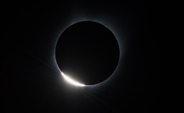 During a total solar eclipse, the moon passes in front of the sun, slowly blocking out its light and making the day look like night. (Photo posted on NASA’s official Twitter)