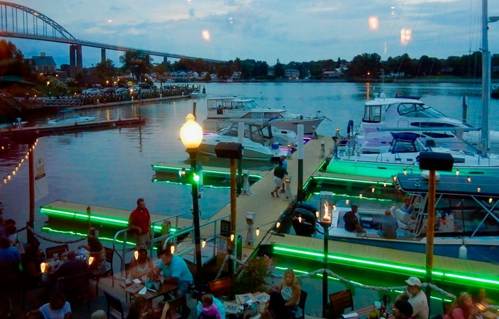<p>Chesapeake Inn Dockside evening Scene Chesapeake City MD</p>