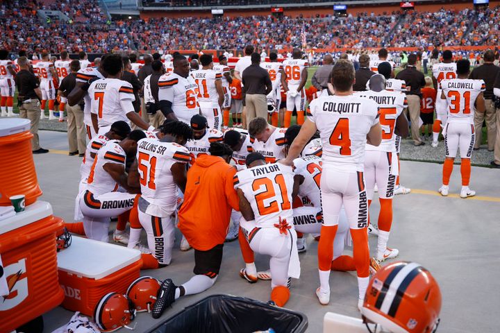 The Cleveland Browns have issued a statement about why the players decided to kneel ahead of their preseason game against the New York Giants Monday night.