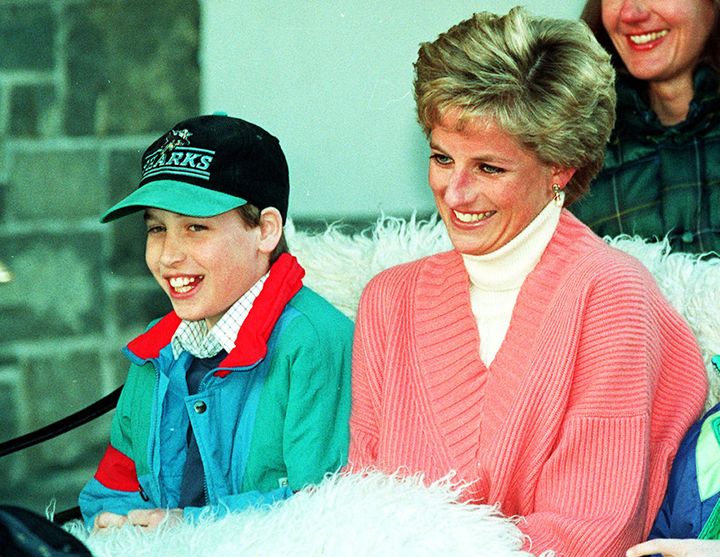 Princess William with his mum Diana, Princess of Wales.