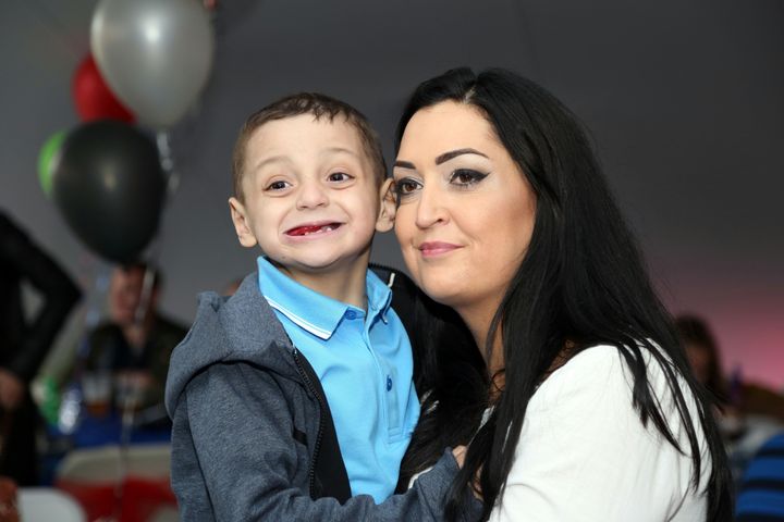 Bradley Lowery and mum Gemma at his 6th birthday party at Welfare Park, Blackhall on May 19, 2017 in Peterlee, England.