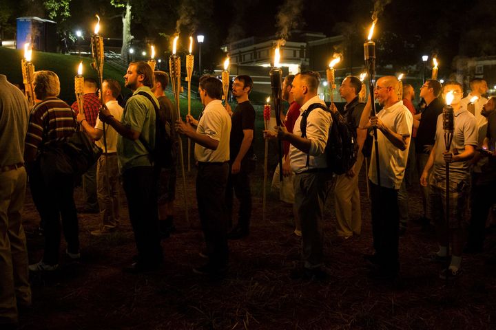 A bunch of "normal" looking people marching to spread hate. 