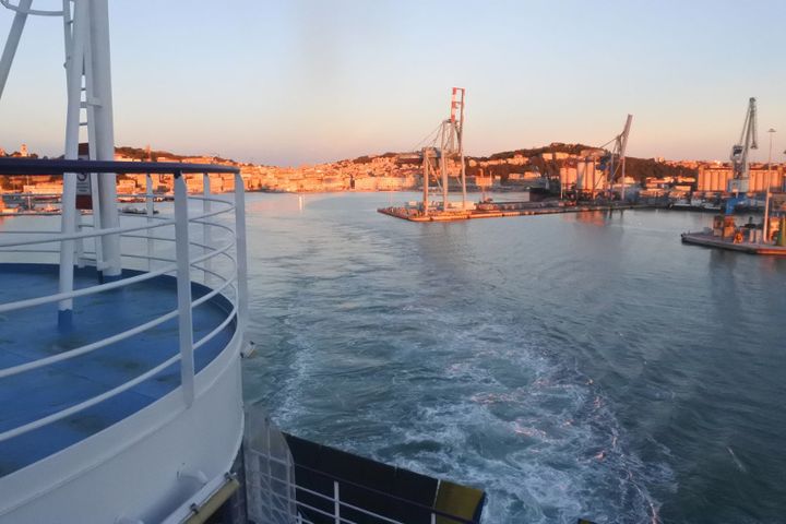 Leaving Ancona at dusk aboard Minoan Lines’ Cruise Europa