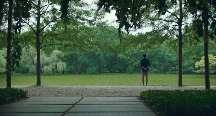 <p>Publicity still for <em>Columbus </em>showing male lead John Cho in the Miller Garden.</p>