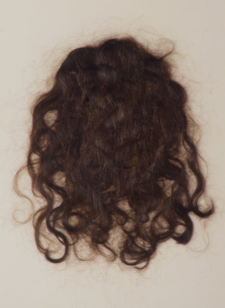 Sally Curcio, Portrait (1996), hair on vellum, 25 x 21 inches