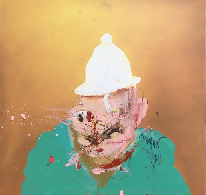 <p>Charles Tisa, <em>M</em> (2017), oil on panel, 24 x 24 inches</p>