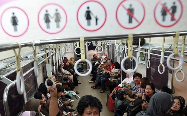 A women-only carriage in Indonesia.