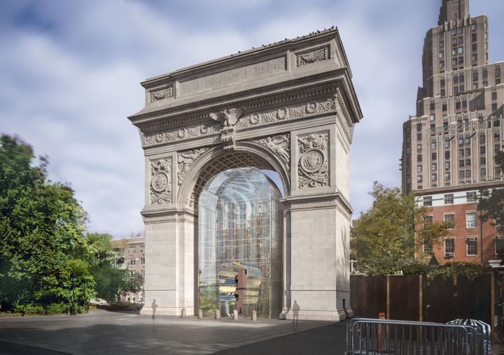 A rendering of one piece in the multi-part Public Art Fund project "Ai Weiwei: Good Fences Make Good Neighbors" at Washington Square Park, courtesy of Ai Weiwei Studio / Frahm & Frahm.