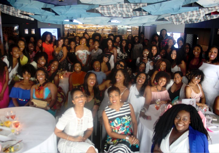 <p>Attendees at the Bougie Brunch at Clyde Frazier's Wine & Dine in Manhattan </p>