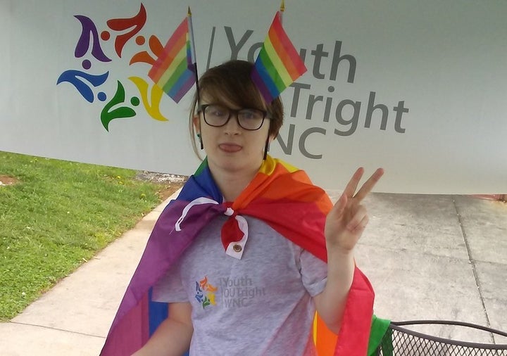 Philbrick at a car wash organized by Youth OutRight the LGBTQ empowerment group he volunteers with.