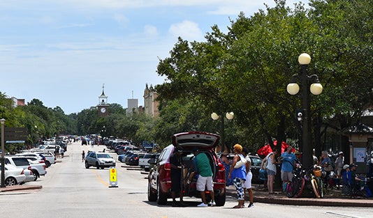 Georgetown closed off Front St. for the duration of eclipse.