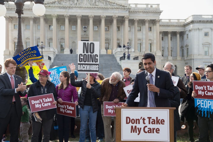 WASHINGTON, DC - MARCH 24: Congressman Ro Khanna speaks at the 'Kill The Bill' Rally To Demand The House GOP Vote 'No' On Tru