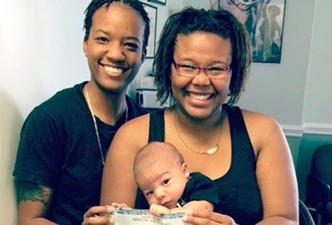 <p>Britini Rogers, Brittani Henry and son</p>