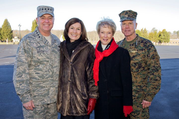 Personal Branding Ambassadors Betty Welsh (second from left) and Bonnie Amos (second from right) with their spouses General Mark Welsh (left) and General Jim Amos (right) 