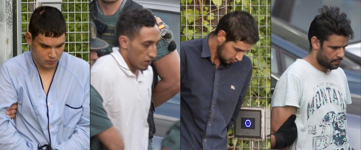 The Barcelona terror attack suspects (from left) Mohamed Houli Chemlal, Driss Oukabir, Salah El Karib, and Mohamed Aallaa