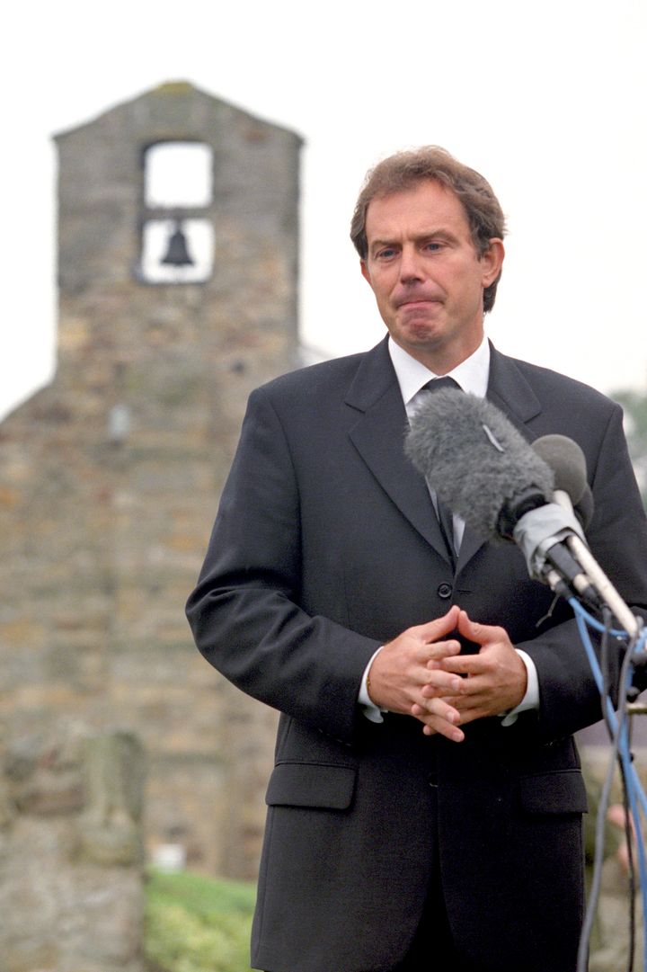 Prime Minister Tony Blair addresses the nation from his home village in Trimdon near Newcastle. It was this speech in which he coined the term 'people's princess' 