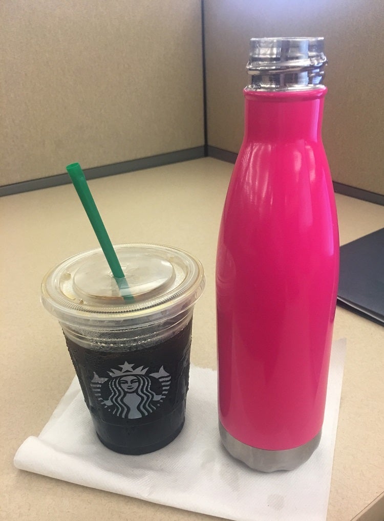Obligatory cold brew and lemon water office pic.